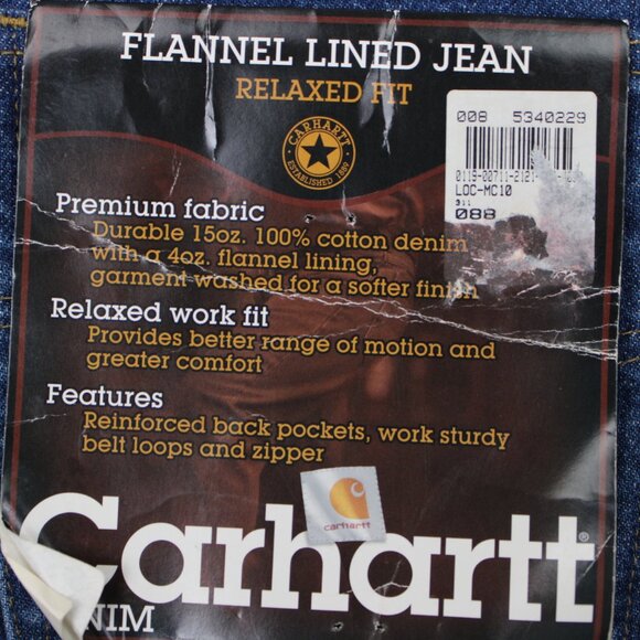 Carhartt Flannel Lined Jeans NWT Mens 40x30 Blue Relaxed Fit 5-Pocket Denim - Picture 9 of 16